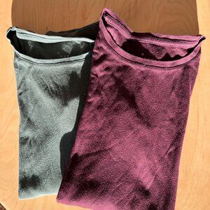 A New Day Long Sleeve Crewneck T-Shirts (Set of 2) - Pine Green & Wine Read